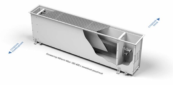 Схема с размерами на встраиваемые в пол конвекторы Varmann Ntherm Maxi с естественной конвекцией ширина 180 мм фото.jpg