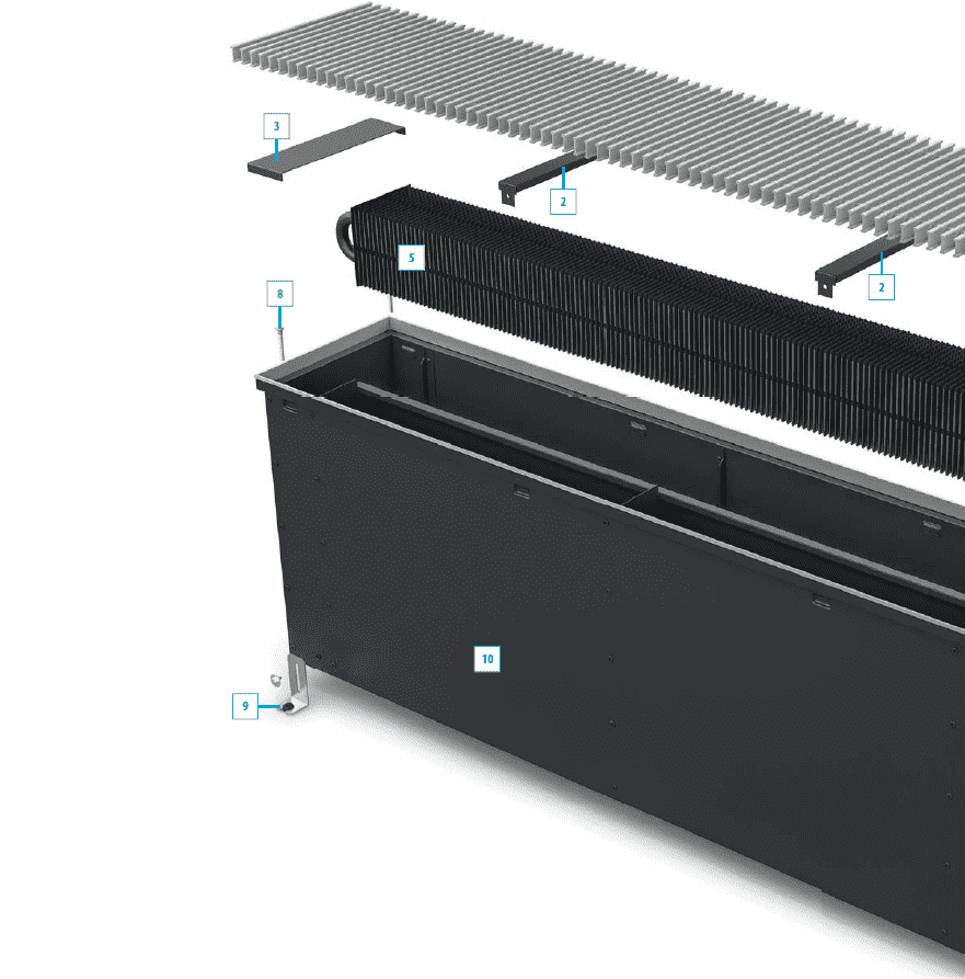 Внутрипольный конвектор varmann Ntherm maxi С увеличенной высотой короба до 600 мм