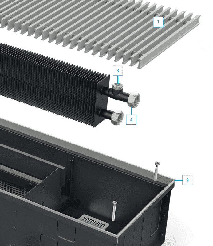 Конвектор внутрипольный Ntherm Air Конструктивные особенности